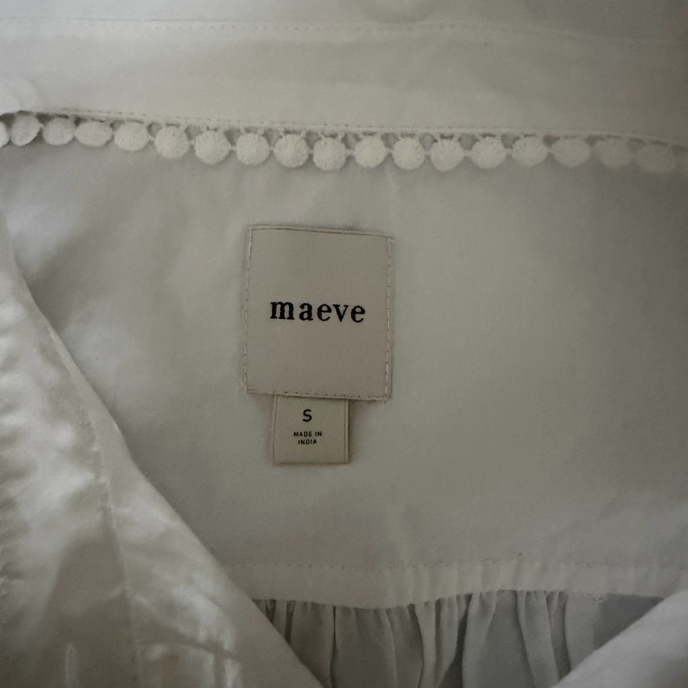 Maeve White Button-Down Shirt with Red Cherry Trim - Picture 10 of 11